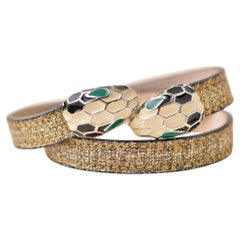 Bvlgari Serpenti Forever Enamel Leather Bracelet Size M