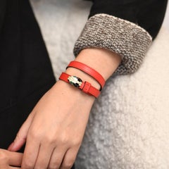 Bvlgari Serpenti Forever Bracelet en cuir orange émaillé, taille S