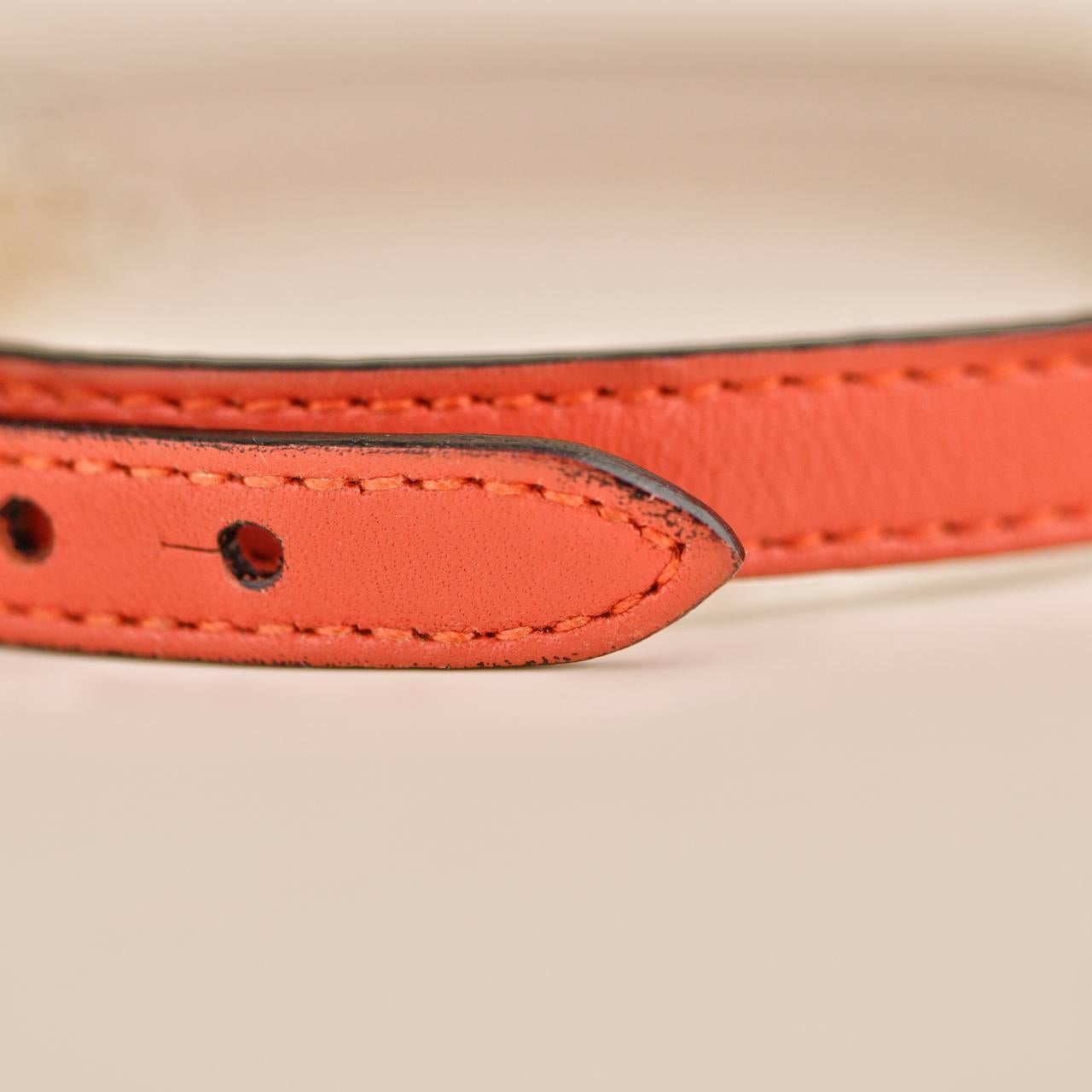 Bvlgari Serpenti Forever Enamel Orange Leather Bracelet Size S For Sale 4