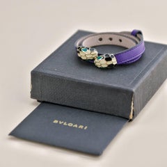 Bvlgari Serpenti Forever Bracciale in pelle viola smaltata Taglia S