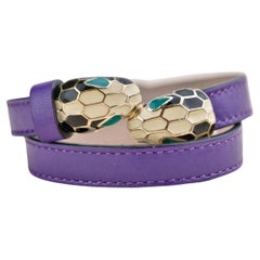 Bvlgari Serpenti Forever Emaille lila Lederarmband Größe S