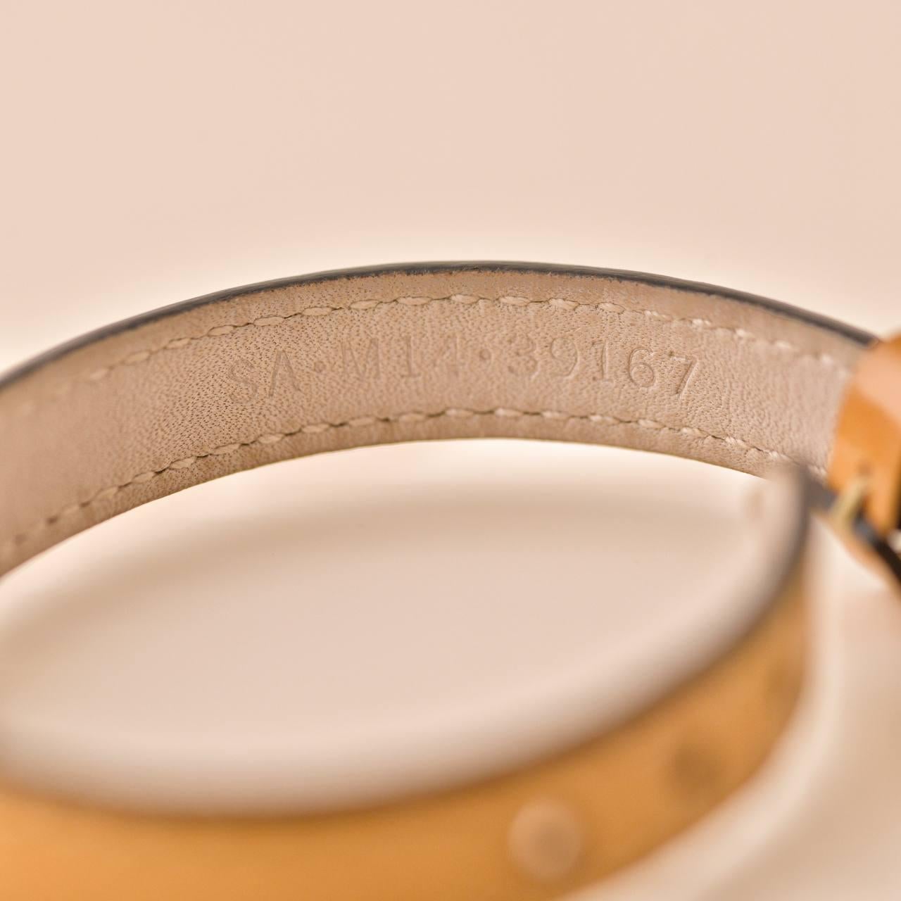 Bvlgari Serpenti Forever Enamel Tan Leather Bracelet Size S For Sale 2