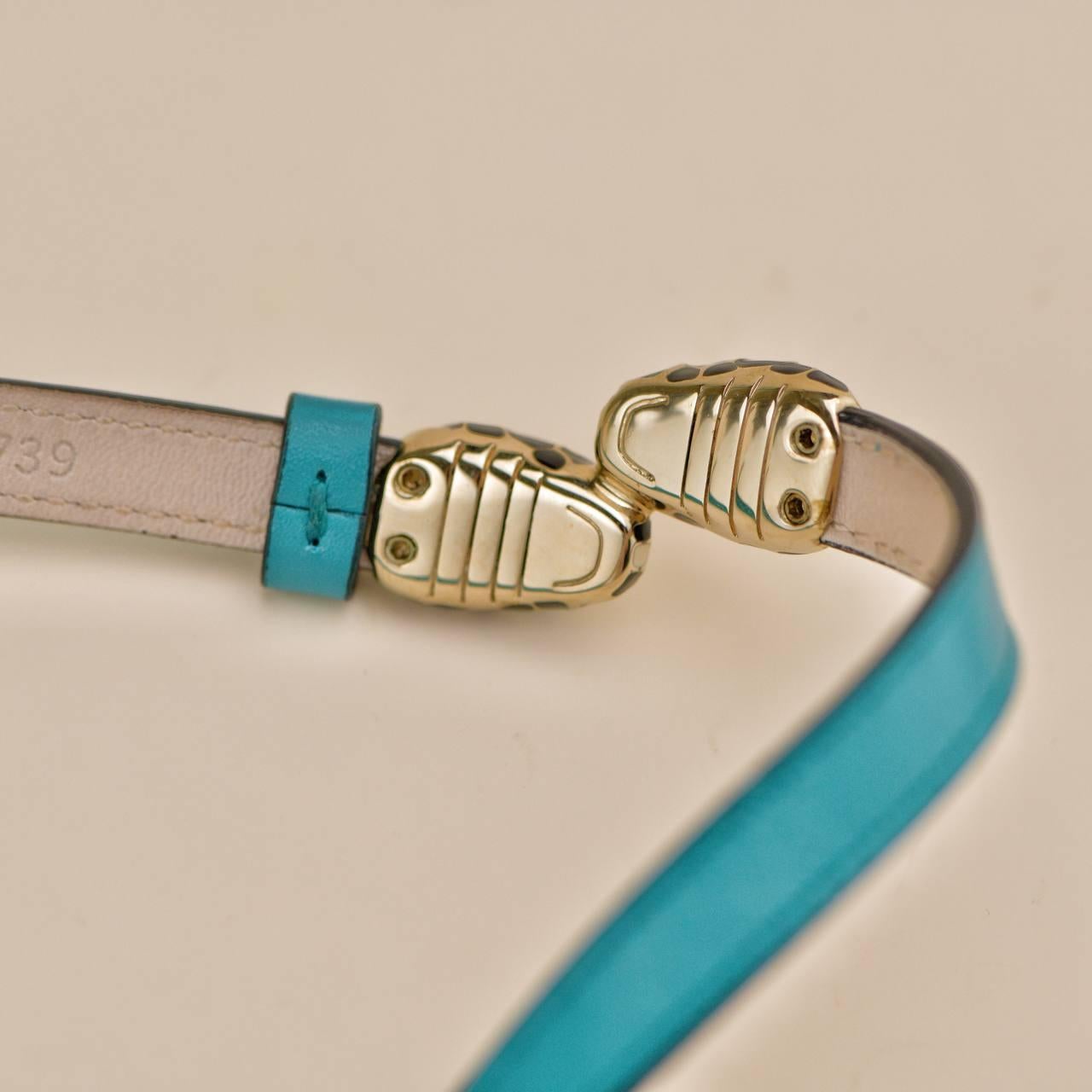 Bvlgari Serpenti Forever Esmalte Turquesa Azul Pulsera de cuero Talla S en Excelente estado para la venta en Banbury, GB
