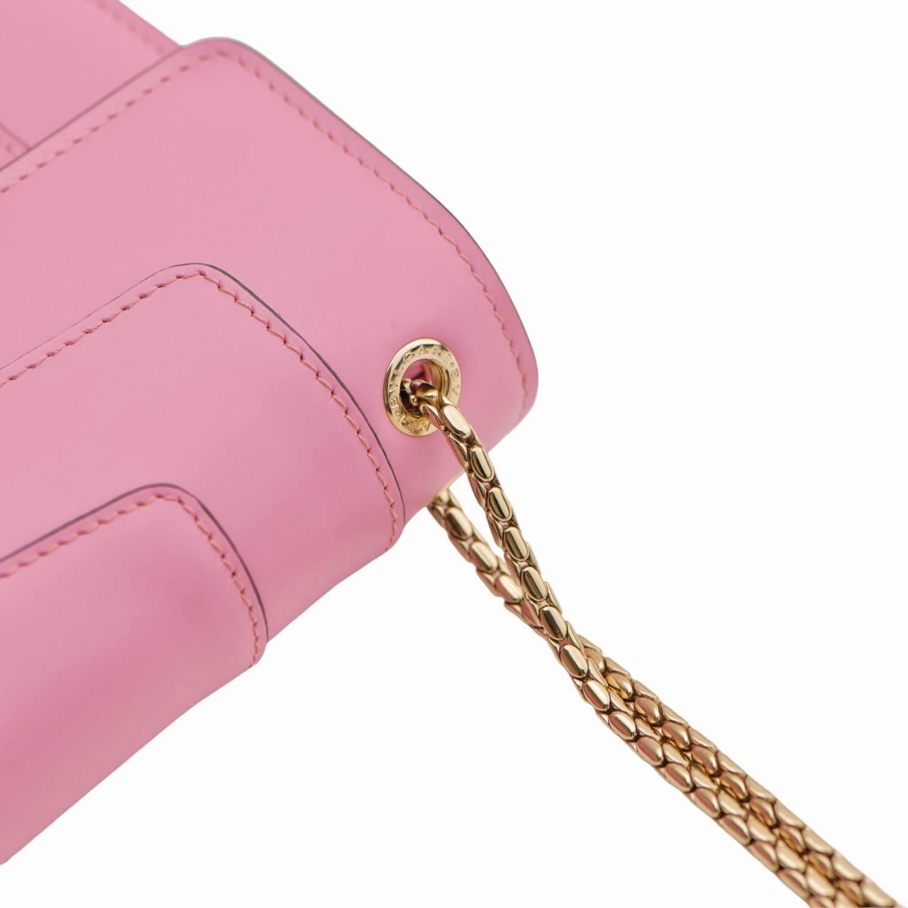 Bvlgari Serpenti Forever Flamingo Leather Chain Medium Shoulder Bag 1