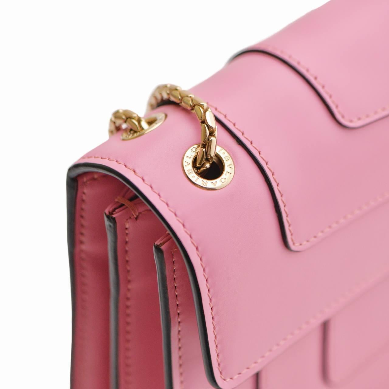 Bvlgari Serpenti Forever Flamingo Leather Chain Medium Shoulder Bag 2