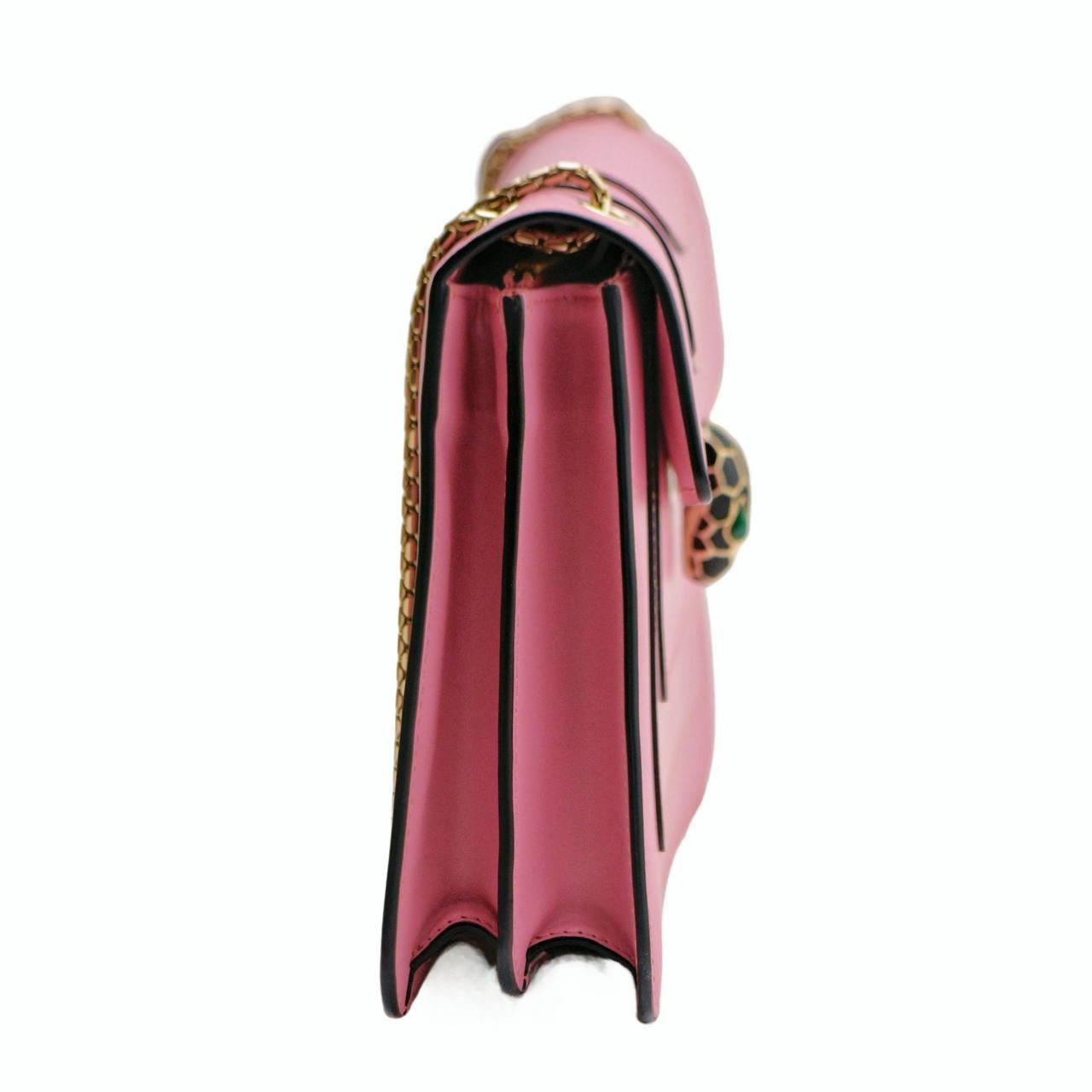 Bvlgari Serpenti Forever Flamingo Leather Chain Medium Shoulder Bag 3