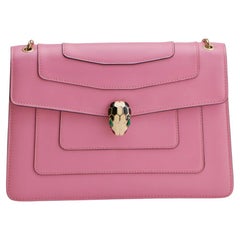 Bvlgari Serpenti Forever Borsa a tracolla media con catena in pelle di fenicottero