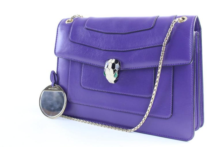 BVLGARI Serpenti Forever Flap Cover 3mr0625 Purple Leather Shoulder Bag ...
