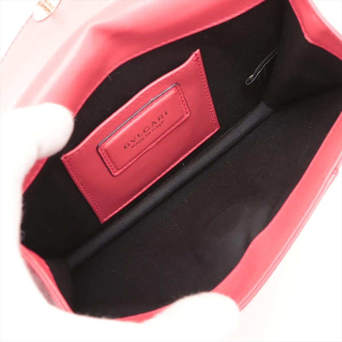 *Bvlgari Serpenti Forever Leather Chain Shoulder Bag Rouge 3