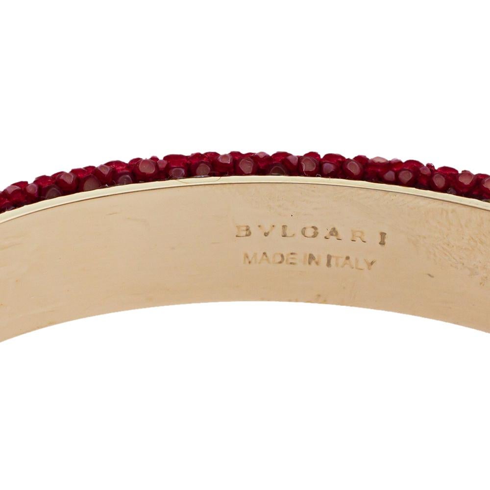 Contemporary Bvlgari Serpenti Forever Red Galuchat Leather Open Cuff Bracelet