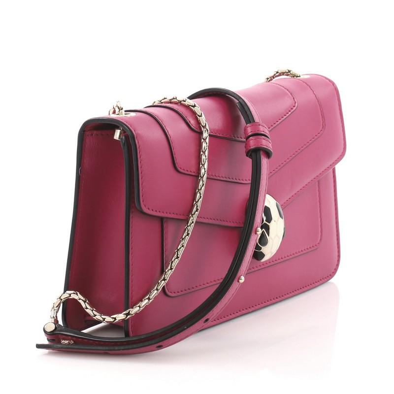 Pink Bvlgari Serpenti Forever Shoulder Bag Leather Small
