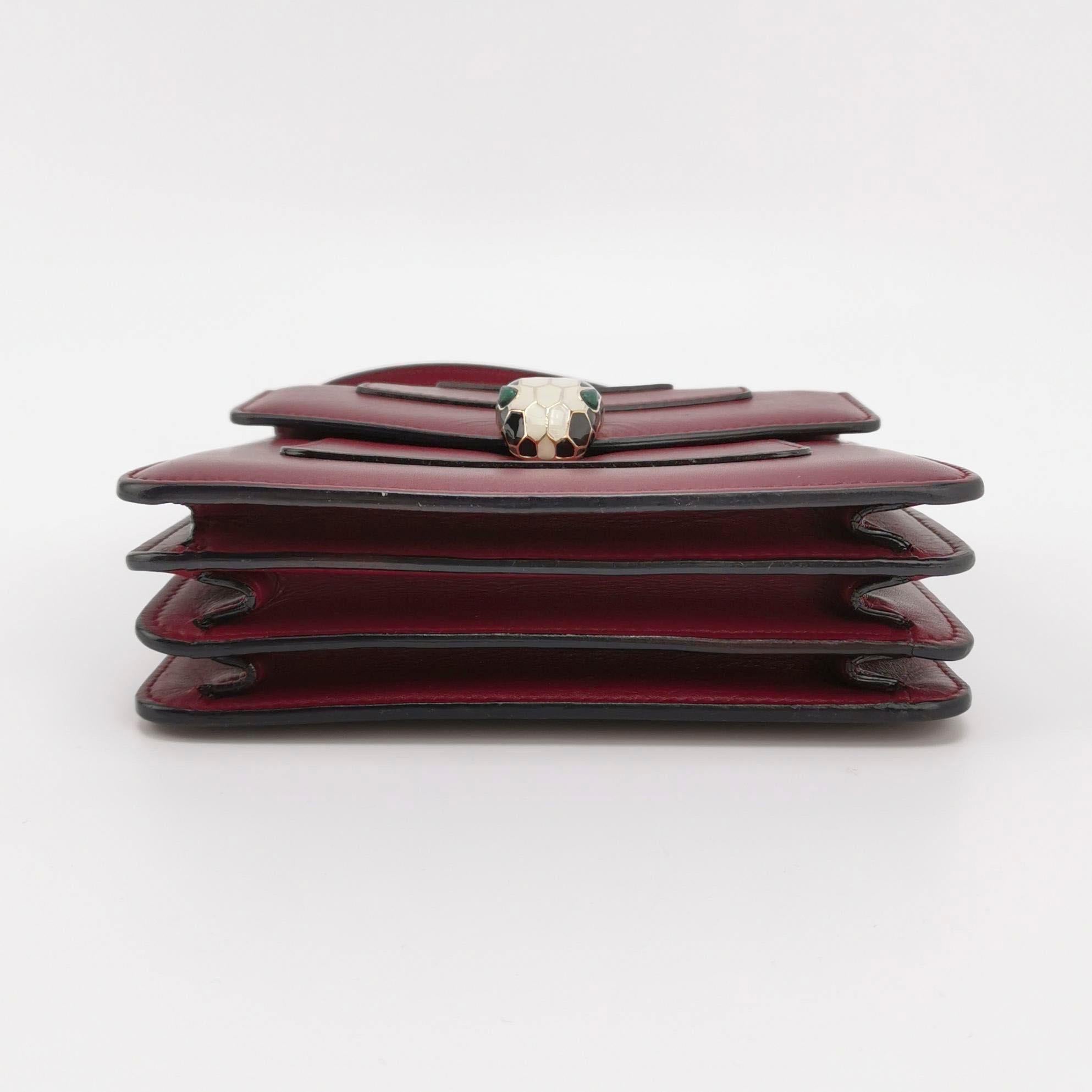 Bvlgari Serpenti Forever Small Leather Top Handle Crossbody Bag Burgundy For Sale 1