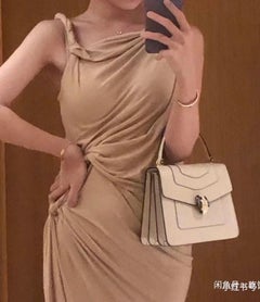 Bvlgari Serpenti Forever Small Leather Top Handle Crossbody Bag White