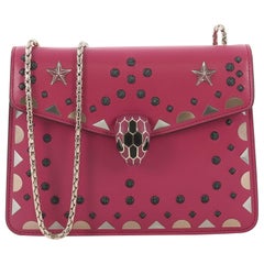 Bvlgari Serpenti Forever Square Shoulder Bag Laser Cut Leather Small