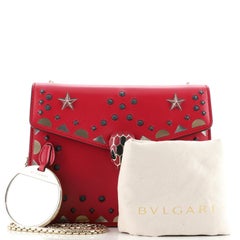 Bvlgari Serpenti Forever Square Shoulder Bag Studded Laser Cut Detail Leather