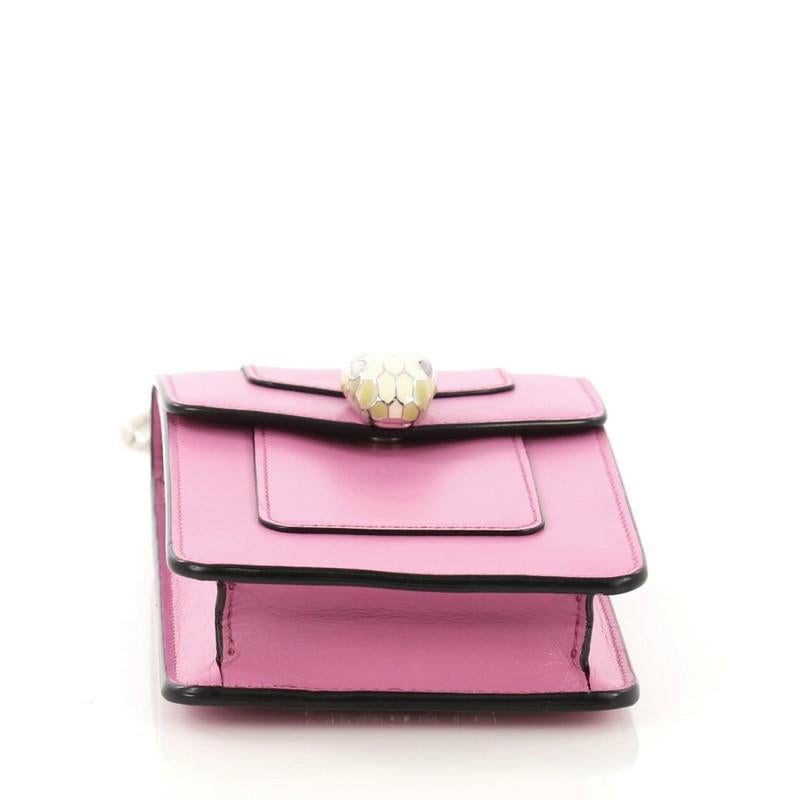 Pink Bvlgari Serpenti Forever Wallet on Chain Leather Vertical