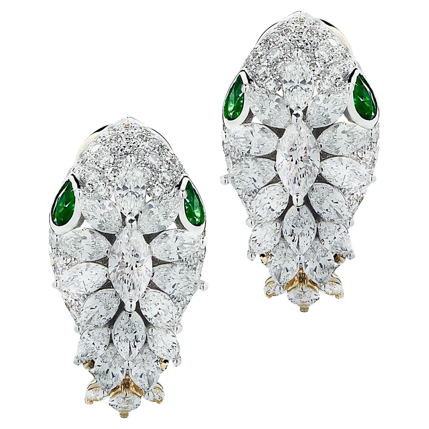 Bvlgari Serpenti High Jewelry Diamond & Emarald Earrings