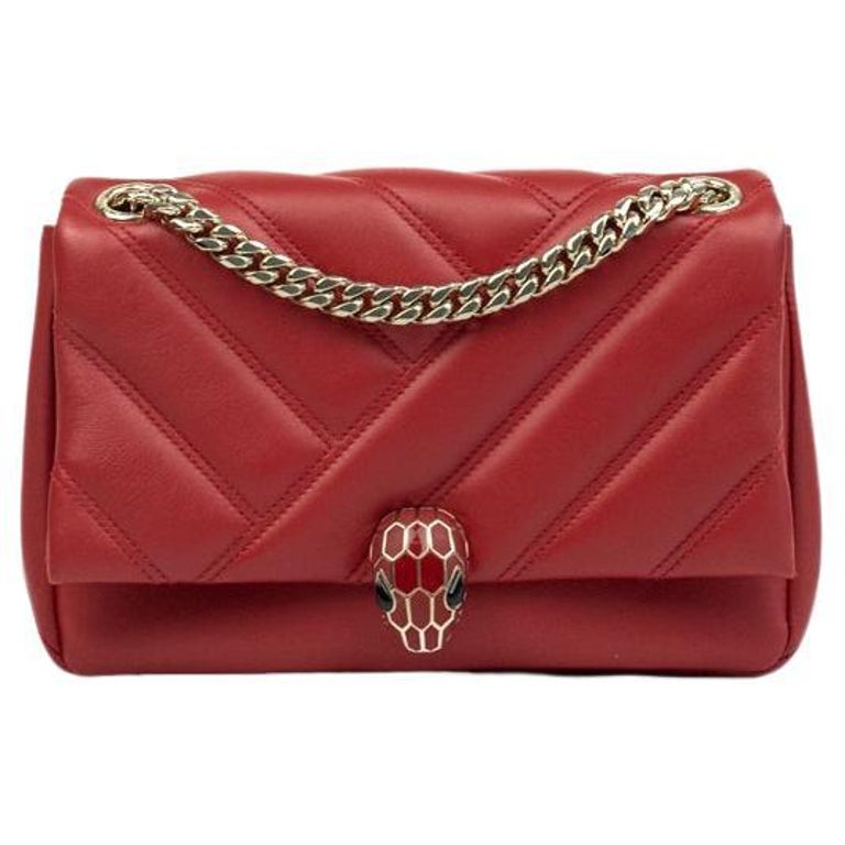 BVLGARI, Serpenti in red leather For Sale at 1stDibs