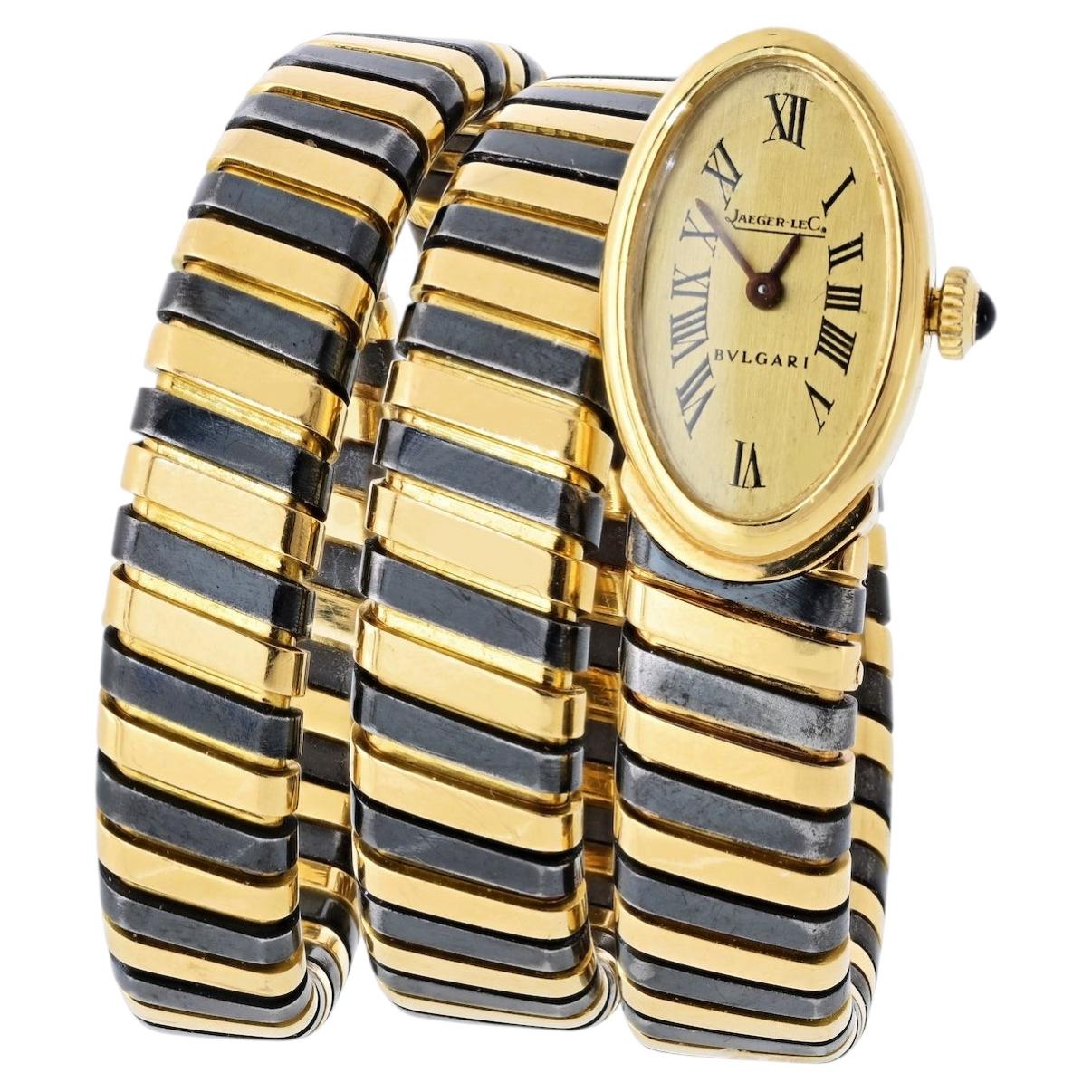 Bvlgari Serpenti Jaeger LeCoultre 18K And Blackened Steel Watch For Sale
