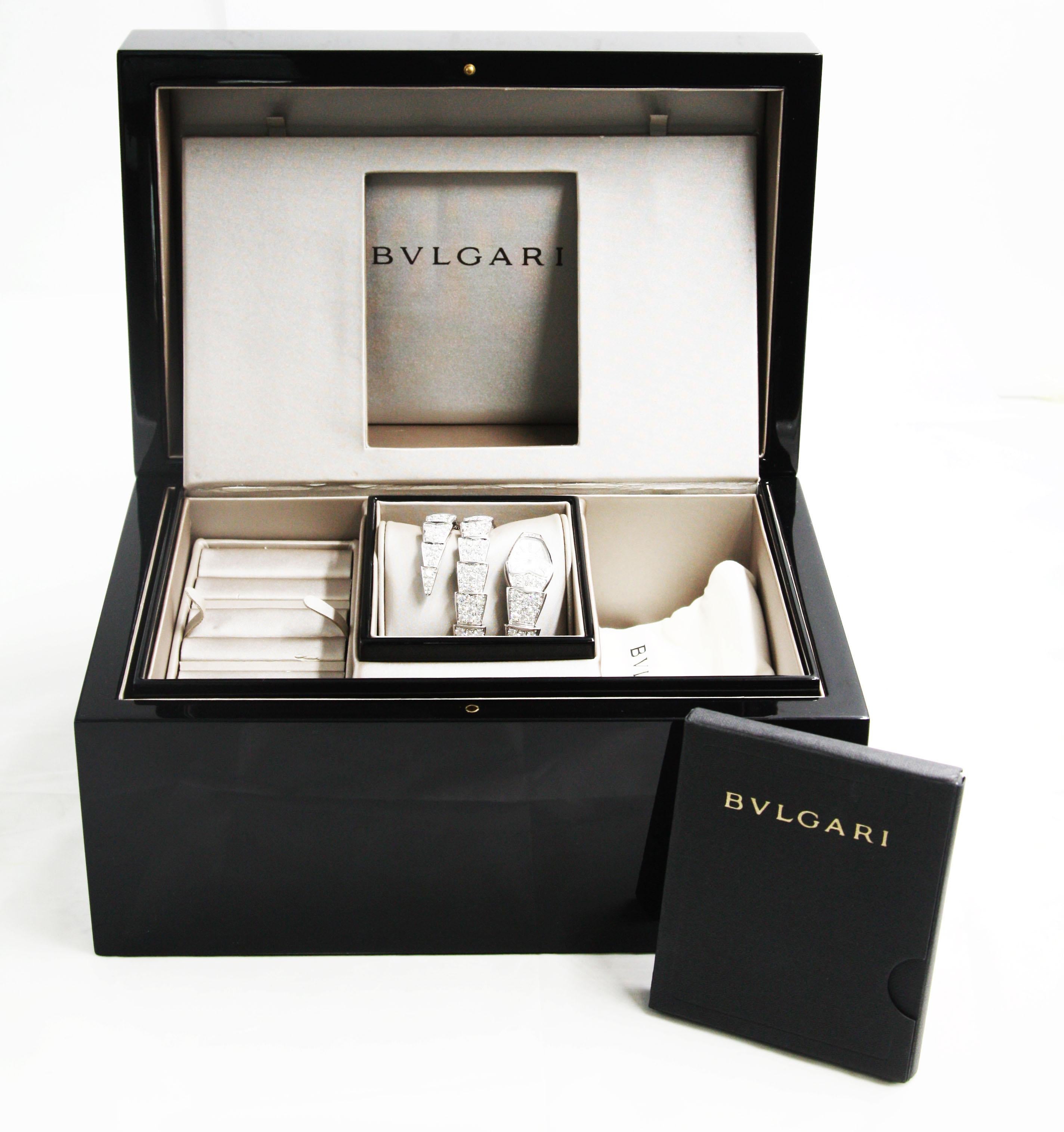 Bvlgari Serpenti Jewelry White Gold Diamonds Watch For Sale 1
