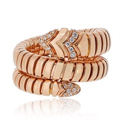 Bvlgari Serpenti L 18K Rose Gold Diamond Tubogas Ring