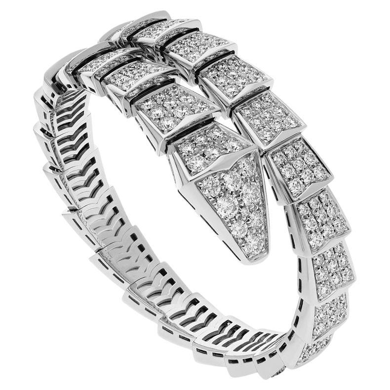  BVLGARI Serpenti Bracelet unique en or blanc et diamants 345215 en vente