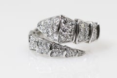 Bvlgari Serpenti One-Coil Ring in 18 Karat White Gold Set with Full Pave Diamond