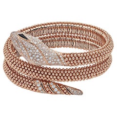 BVLGARI Serpenti Pallini Pulsera de oro rosa con diamantes onyx 358433