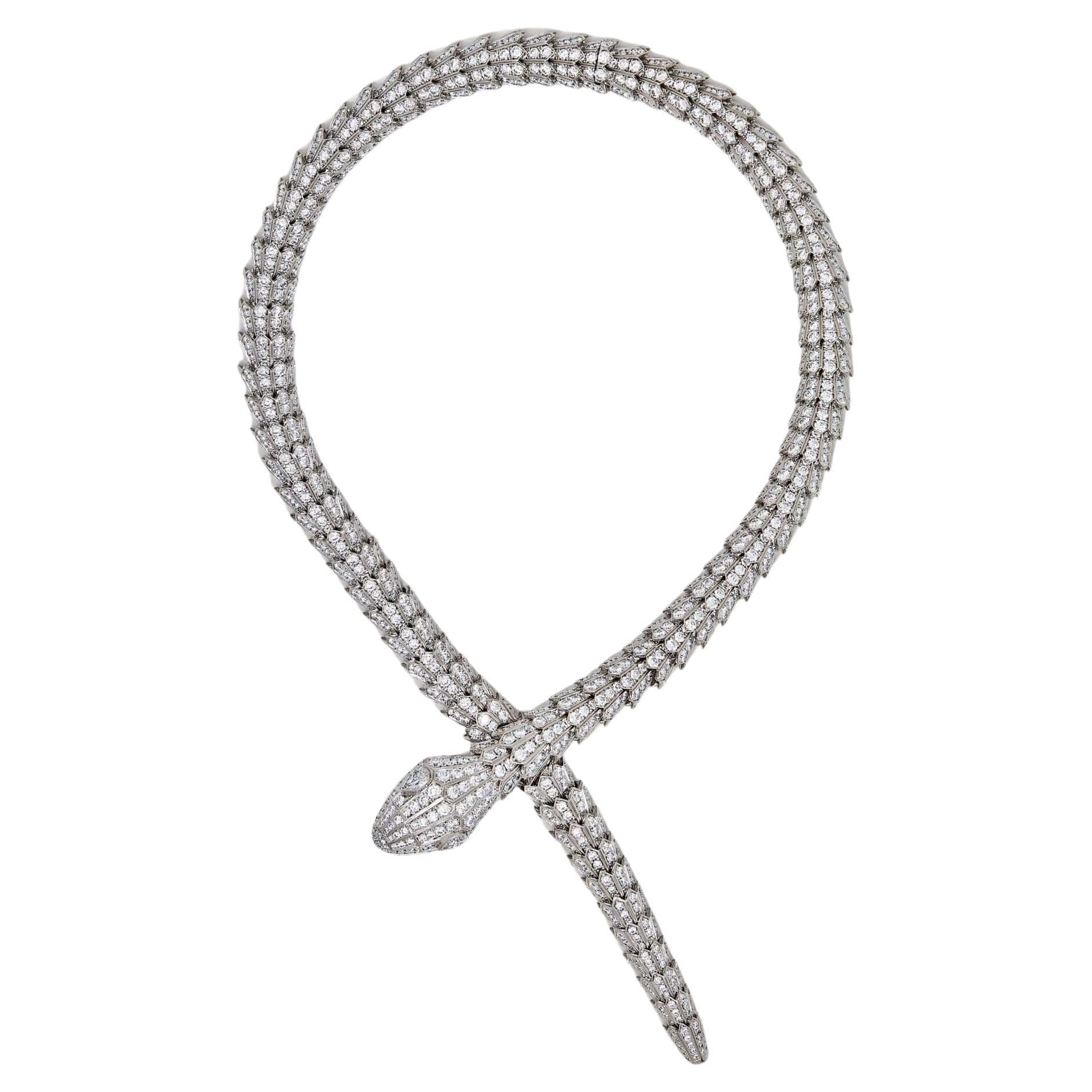 Bvlgari Serpenti Pave Diamond Necklace For Sale