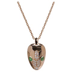 Bvlgari Serpenti Diamond and Emerald Pendant in 18 Karat Rose Gold