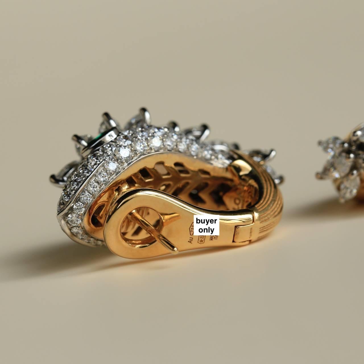 Bvlgari Serpenti Platinum 18k Yellow Gold Diamond Emerald Earrings For Sale 1