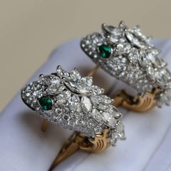 Bvlgari Serpenti Platinum 18k Yellow Gold Diamond Emerald Earrings