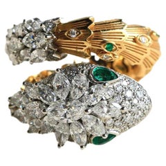 Bvlgari Serpenti Platinum 18k Yellow Gold Diamond Emerald Ring