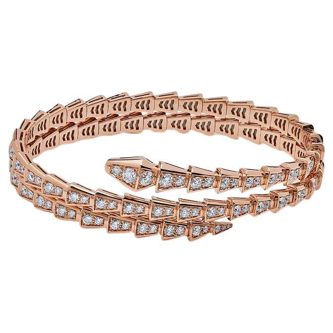 Bvlgari Serpenti RG Two-coil Rose Gold Full Pavé  Bracelet en diamants 357270 en vente
