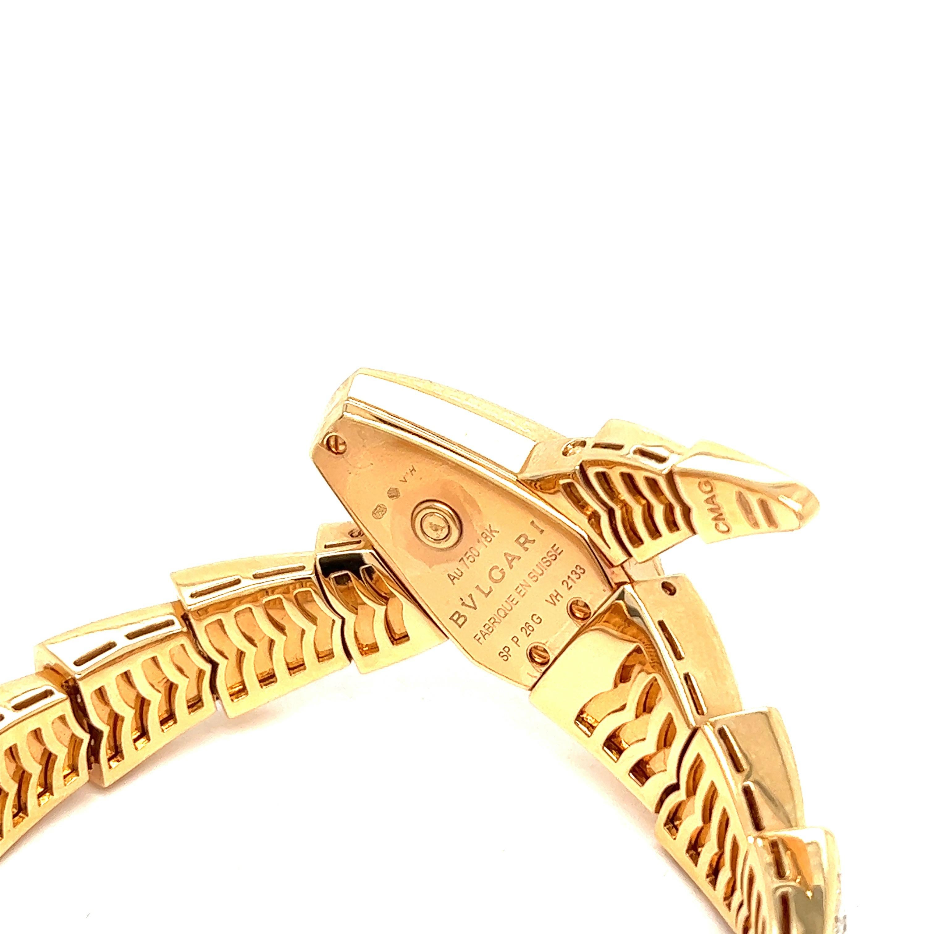 Round Cut Bvlgari Serpenti Rose Gold Diamond Watch For Sale