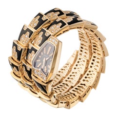 Bvlgari Serpenti Scagile Rose Gold Diamond Onyx Bracelet Watch