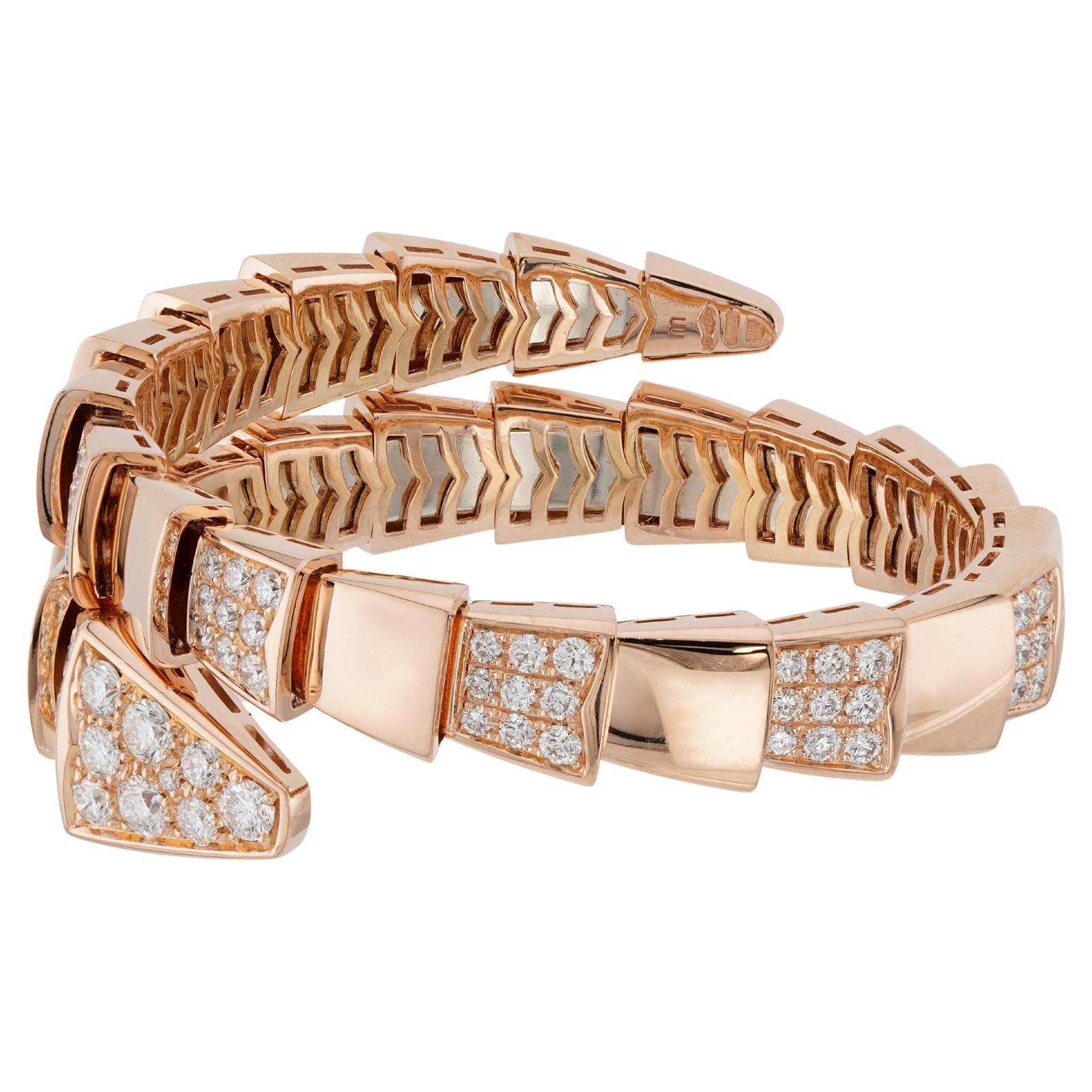 BVLGARI Serpenti Scaglie Pave Diamant-Armband aus 18 Karat Gold Medium 2