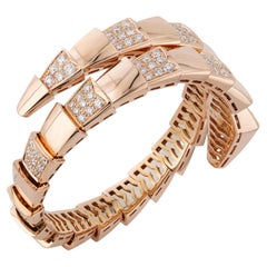 BVLGARI Serpenti Scaglie Pave Diamond 18k Gold Medium Bracelet