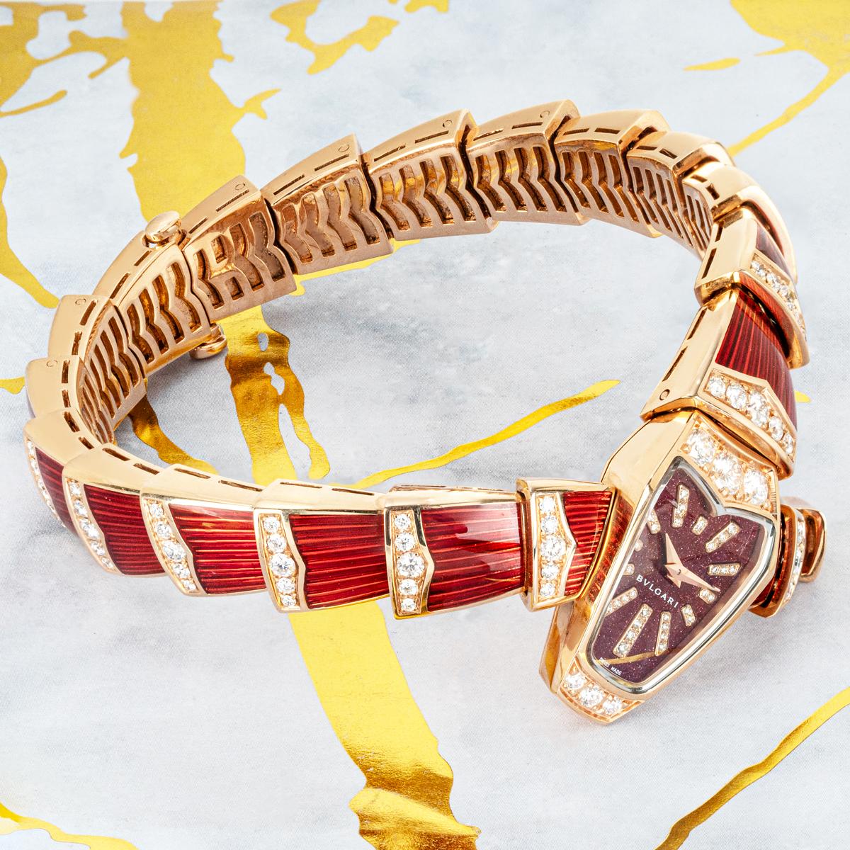 Bvlgari Serpenti Scaglie Rose Gold Diamond Set 102345 In New Condition For Sale In London, GB