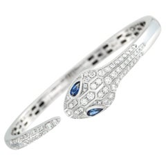 Bvlgari Serpenti Seduttori 18K White Gold 1.0ct Diamond & Sapphire Bracelet