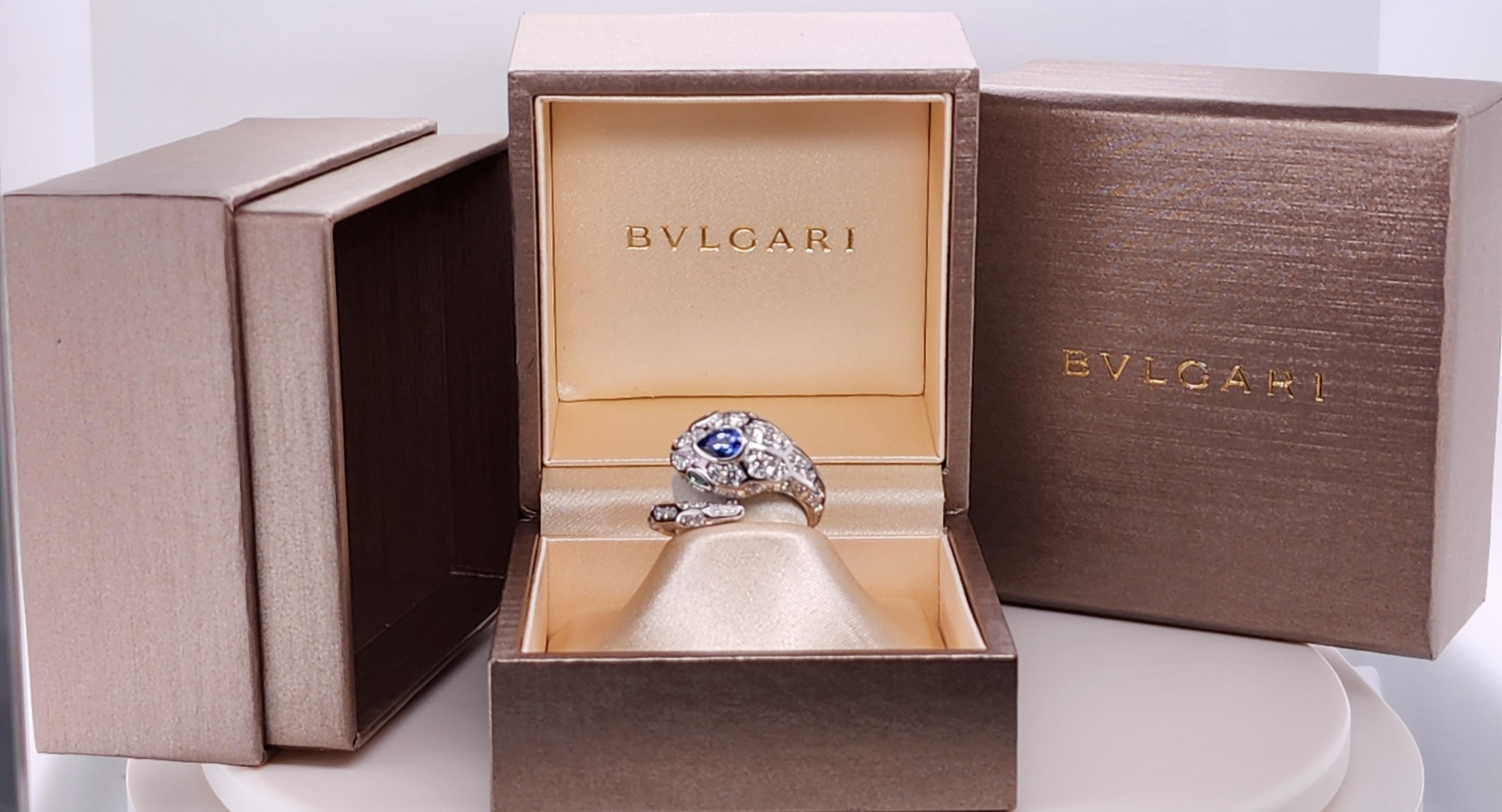 Bvlgari Serpenti Seduttori Diamond 18K White Gold Snake Ring For Sale 4