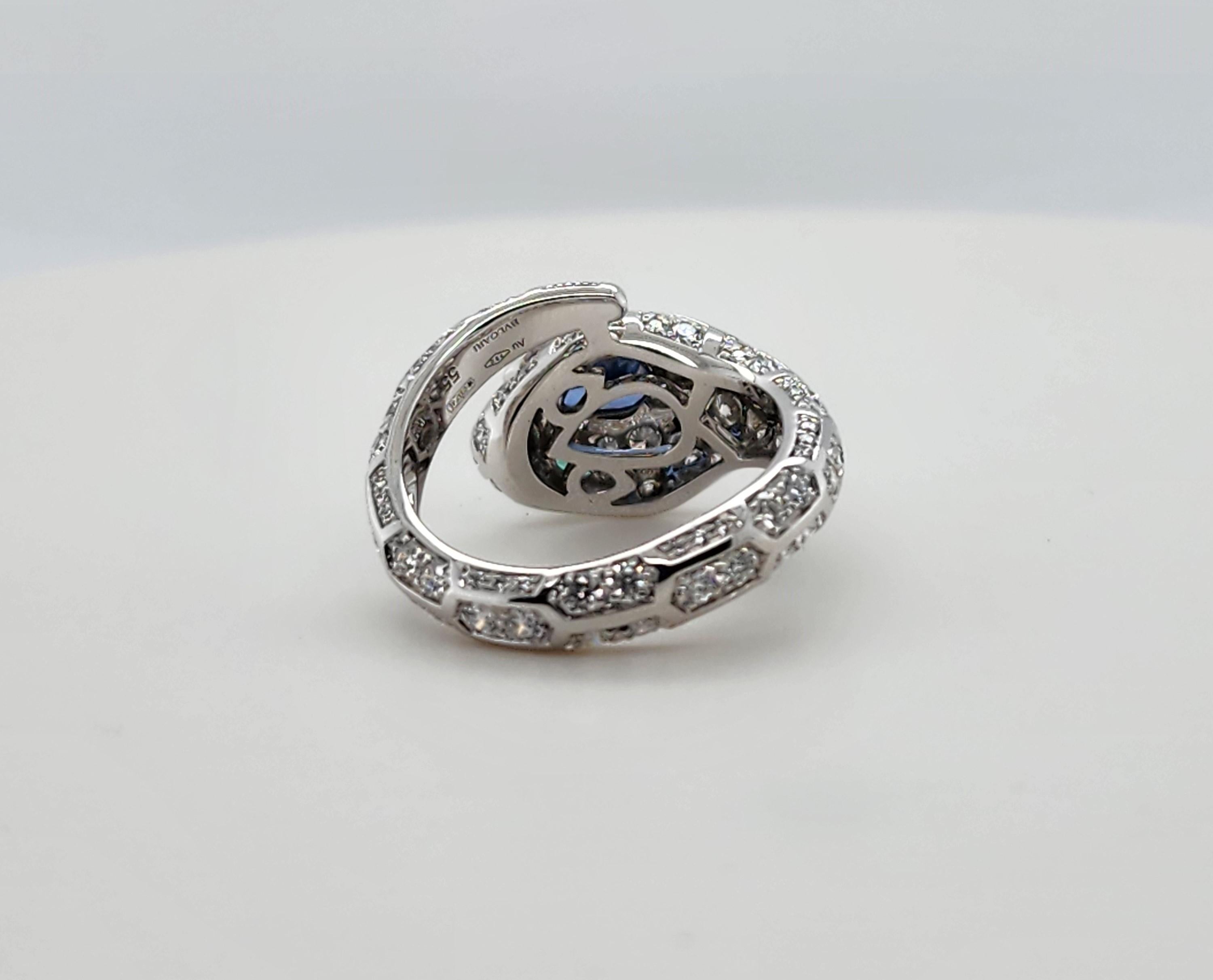 Women's Bvlgari Serpenti Seduttori Diamond 18K White Gold Snake Ring For Sale