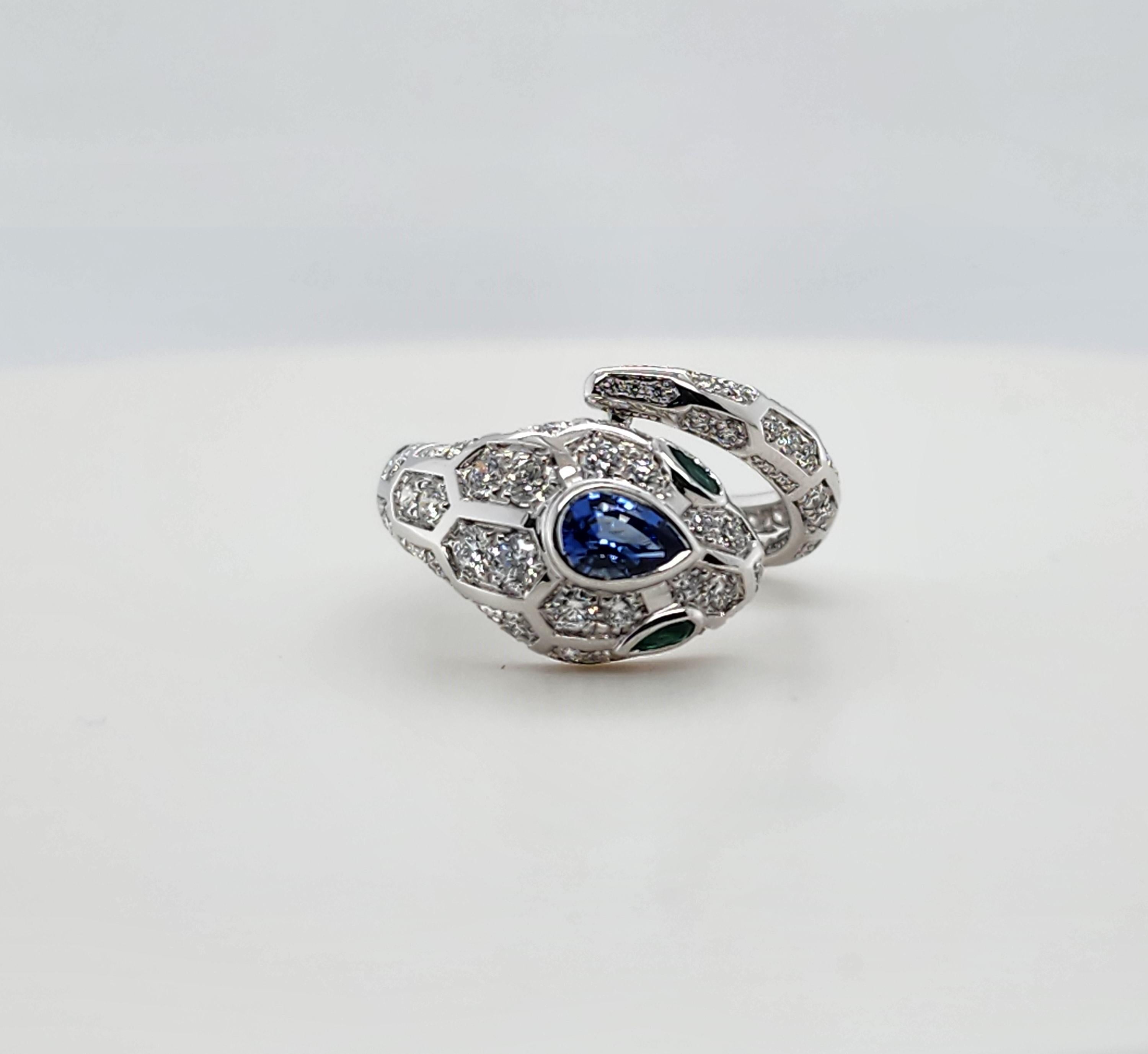 Bvlgari Serpenti Seduttori Diamond 18K White Gold Snake Ring For Sale 1