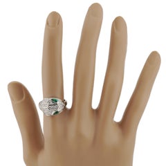 BVLGARI Serpenti Seduttori Diamond Emerald 18k White Gold Ring
