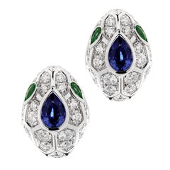 Bvlgari Serpenti Seduttori Diamond, Sapphire & Emerald Earrings