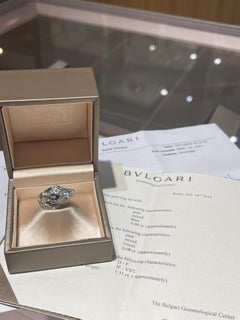 Bvlgari Serpenti Seduttori Sapphire Diamond Ring in 18K White Gold Size 55