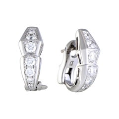 Bvlgari Serpenti Small - Boucles d'oreilles Huggie en or blanc 18 carats serties de diamants