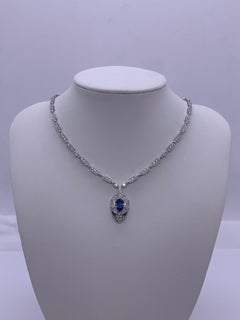 BVLGARI SERPENTI Snake Head Necklace with Sapphires & Full Pave Diamonds