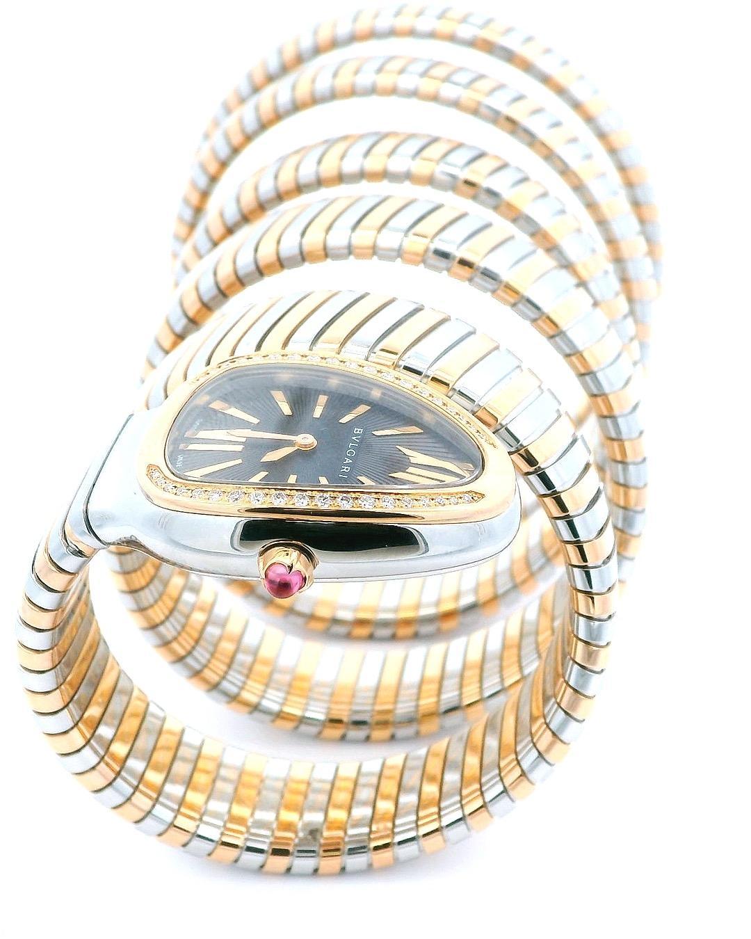 Bvlgari Serpenti SP35 SPG Tubogas Reloj de señora de oro rosa y acero 3