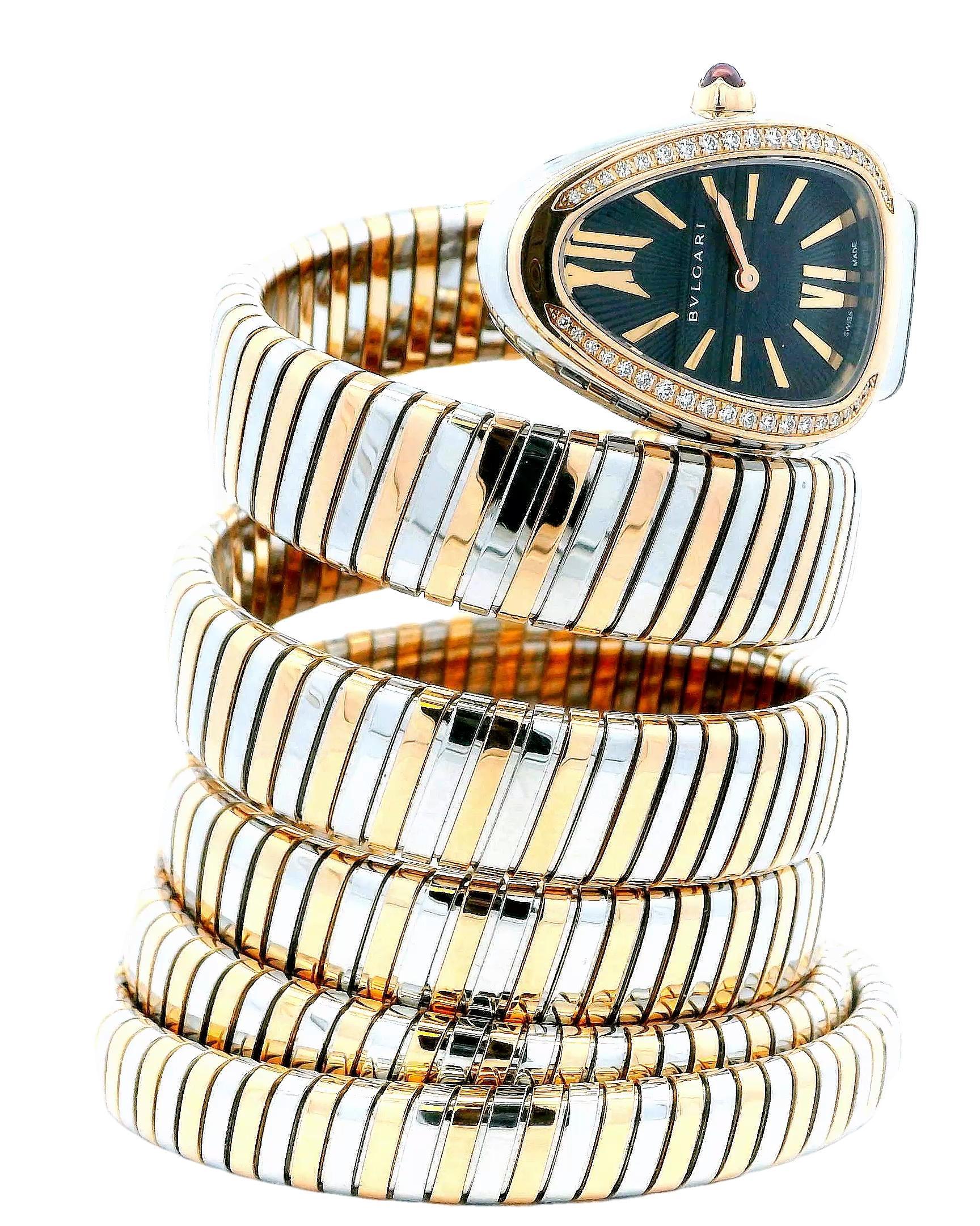 Bvlgari Serpenti SP35 SPG Tubogas Reloj de señora de oro rosa y acero 8